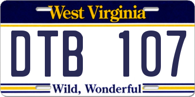 WV license plate DTB107
