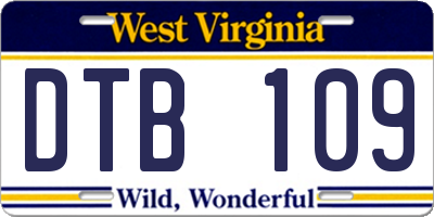 WV license plate DTB109