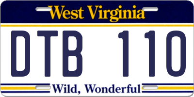 WV license plate DTB110