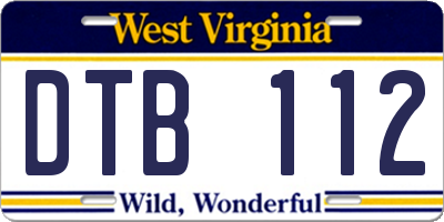 WV license plate DTB112