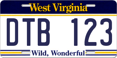 WV license plate DTB123