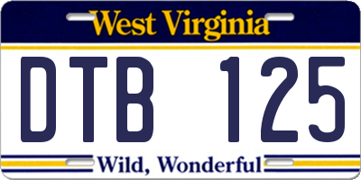 WV license plate DTB125