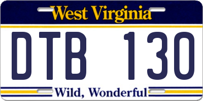 WV license plate DTB130