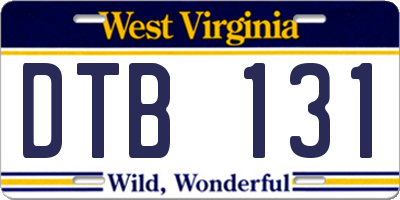 WV license plate DTB131