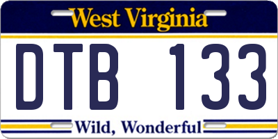 WV license plate DTB133
