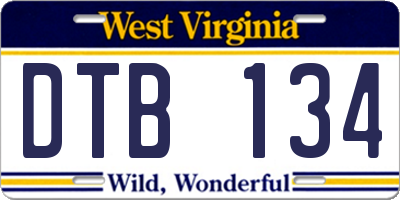 WV license plate DTB134