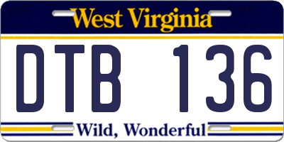 WV license plate DTB136