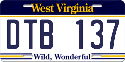 WV license plate DTB137