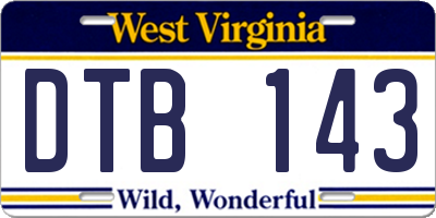 WV license plate DTB143
