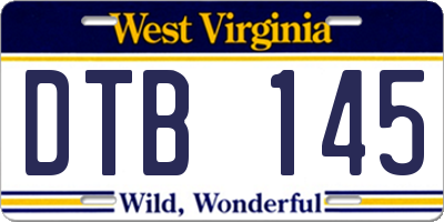 WV license plate DTB145