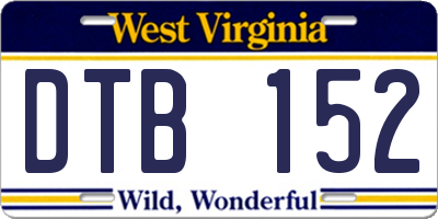 WV license plate DTB152