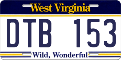 WV license plate DTB153