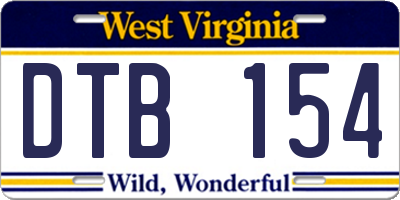 WV license plate DTB154