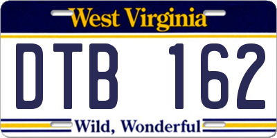 WV license plate DTB162