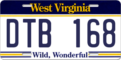 WV license plate DTB168