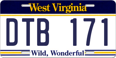 WV license plate DTB171