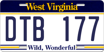 WV license plate DTB177