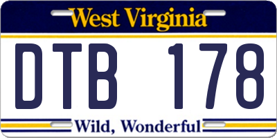 WV license plate DTB178
