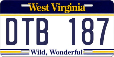 WV license plate DTB187