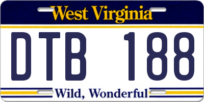WV license plate DTB188