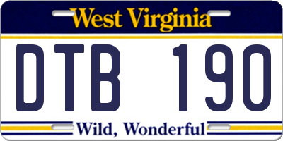 WV license plate DTB190