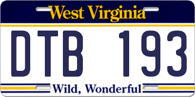 WV license plate DTB193