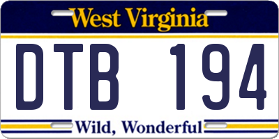 WV license plate DTB194