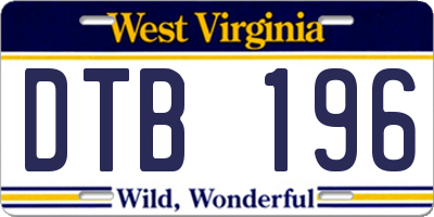 WV license plate DTB196