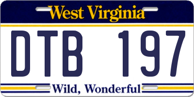 WV license plate DTB197