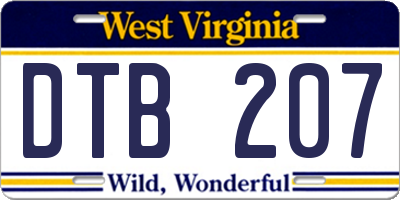 WV license plate DTB207