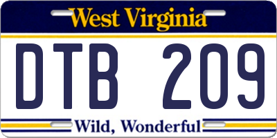 WV license plate DTB209