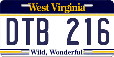 WV license plate DTB216