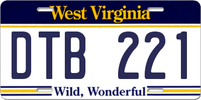 WV license plate DTB221