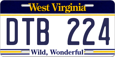 WV license plate DTB224