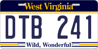 WV license plate DTB241