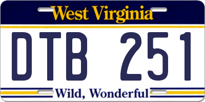WV license plate DTB251