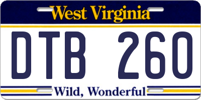 WV license plate DTB260