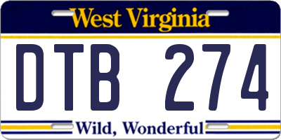 WV license plate DTB274