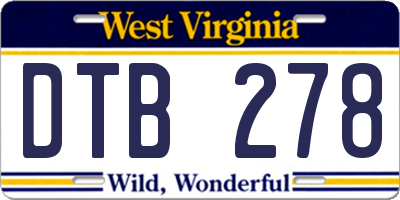 WV license plate DTB278