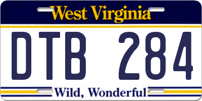 WV license plate DTB284