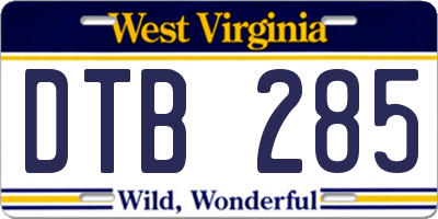 WV license plate DTB285