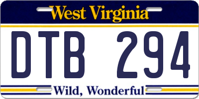 WV license plate DTB294