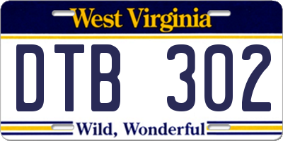WV license plate DTB302