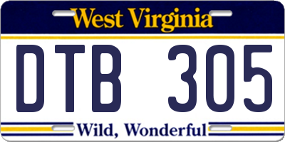 WV license plate DTB305