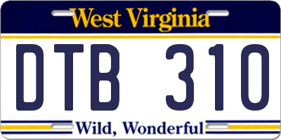WV license plate DTB310