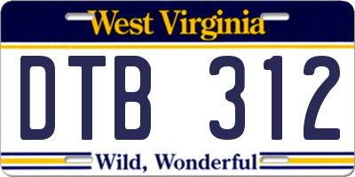 WV license plate DTB312