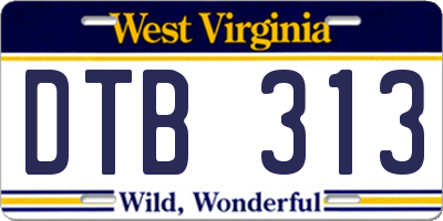 WV license plate DTB313