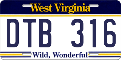 WV license plate DTB316