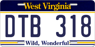 WV license plate DTB318