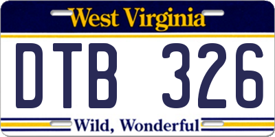 WV license plate DTB326